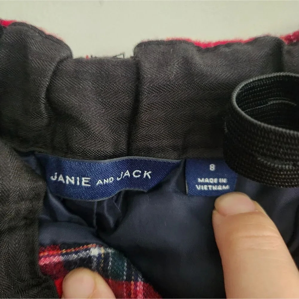 Janie and Jack Red Plaid Wool Dress Pants Holiday Tartan Size 8
